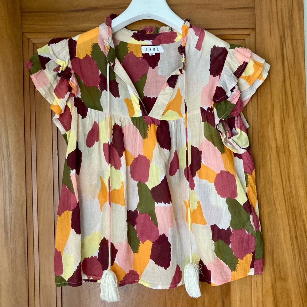 THML / Multi-Color Abstract Spot blouse